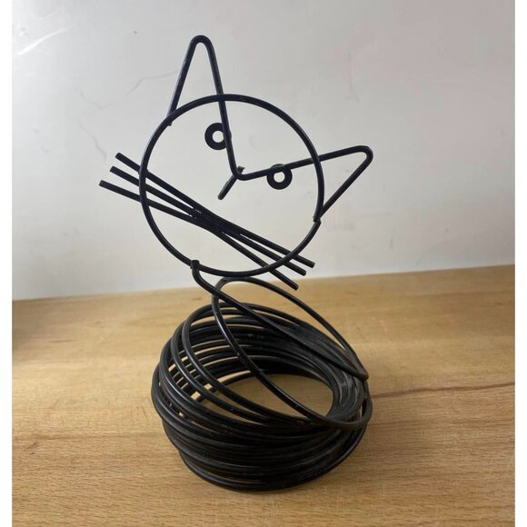 Black Wire Metal Cat Memo Holder For Desk Organization Coil - Picture 4 of 4